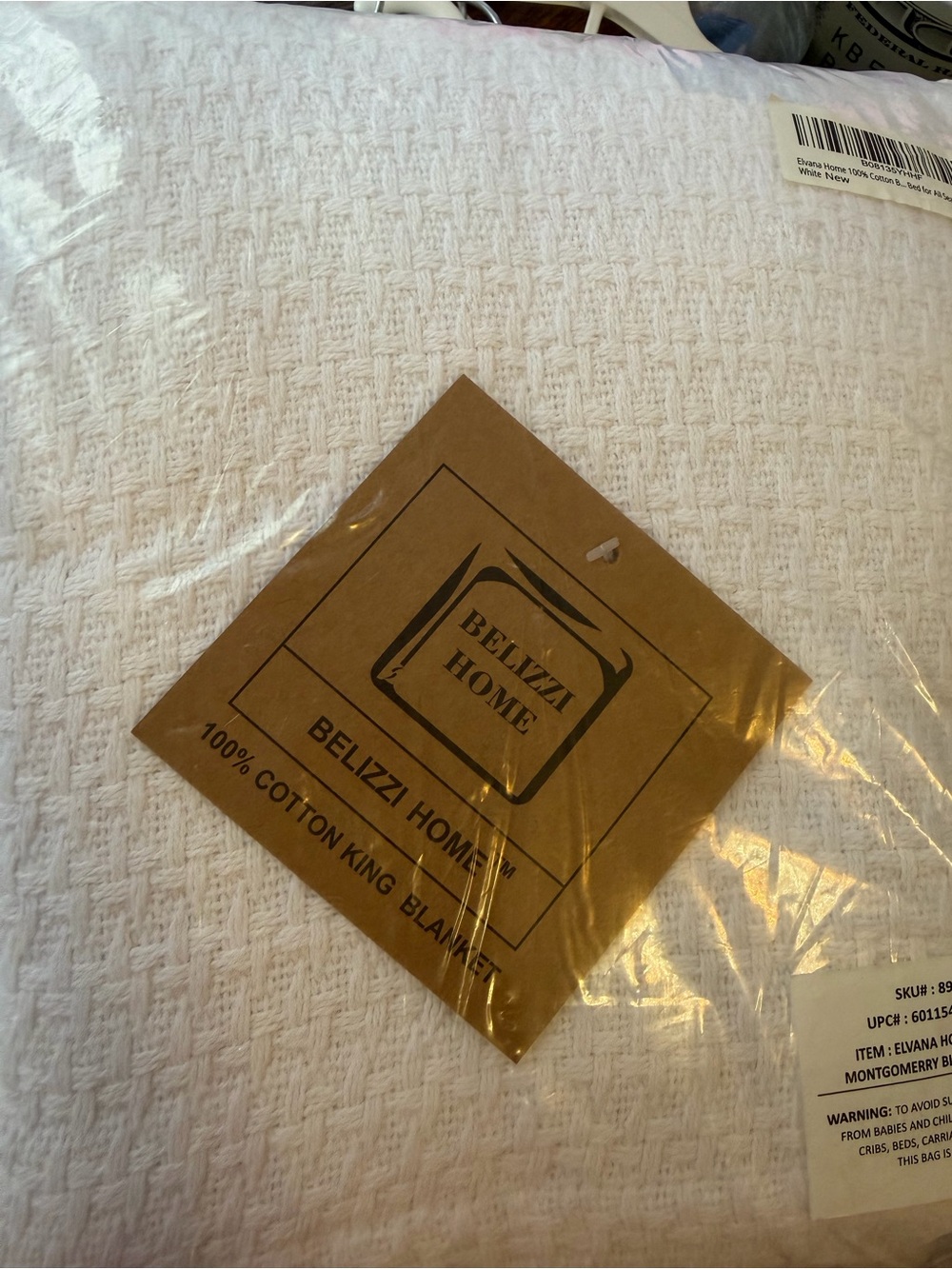 White Cotton King Blanket – Textured Waffle Weave